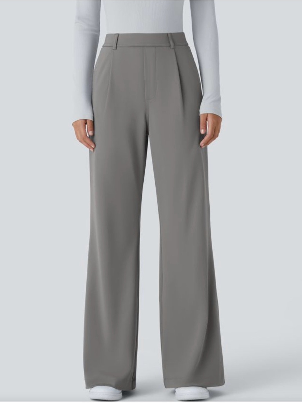 HALARA Women's Wide-Leg Trousers in Gray flex waisted,wide legs